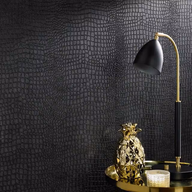 Superfresco Easy Crocodile Skin Effect Animal Print Wallpaper in Black