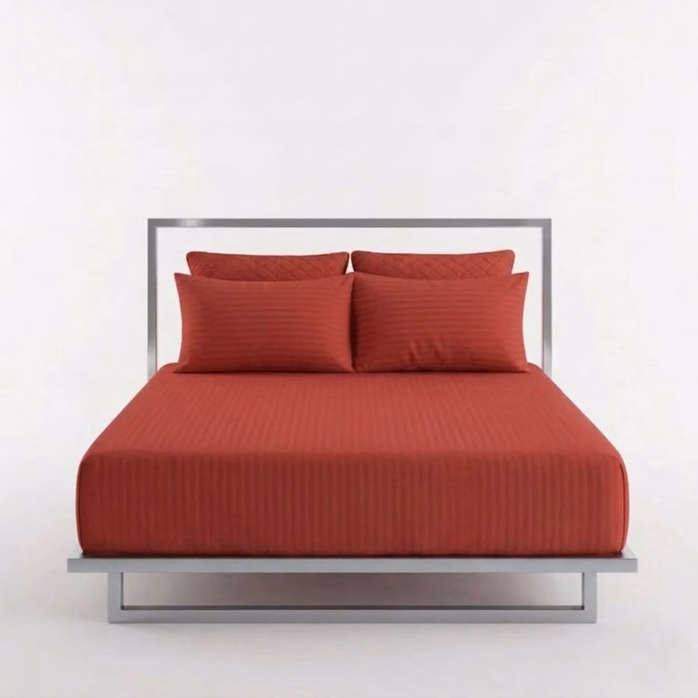 Snug City Luxury 250TC Mako Satin Stripe Pillowcase Pair in Red – 2