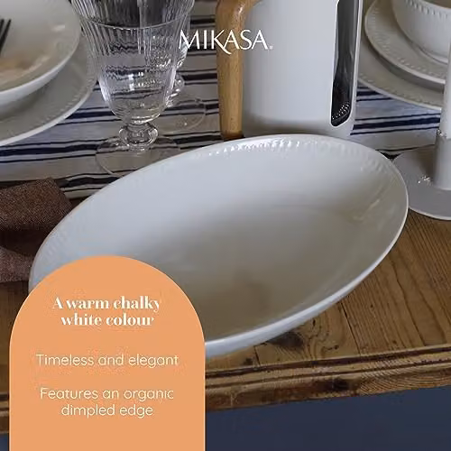 Mikasa Stoneware Serving Bowl in Beige and White, Diameter: 30.5 cm – 3
