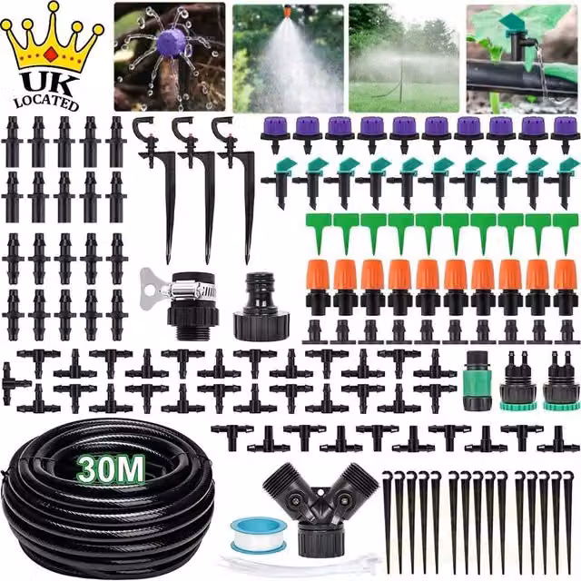 FLAVORA 154-Piece DIY Automatic Drip Irrigation System Kit with 30m Hose and Micro-Sprayer in Multicolour