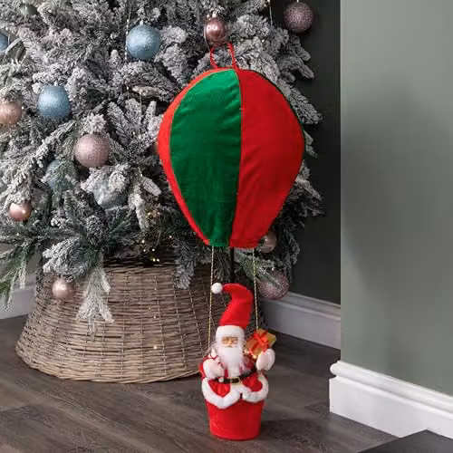 Samuel Alexander Red and Green Santa's Hot Air Balloon Hanging Christmas Decoration, 80 cm – 3