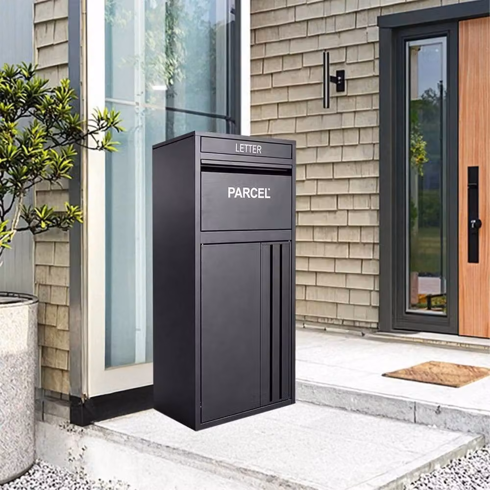 SPETLEK Large Lockable Metal Parcel Delivery and Post Mail Drop Box for Garden, Black – 2