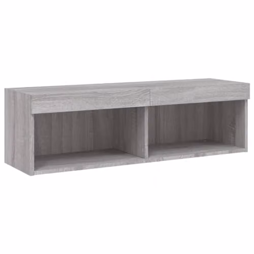 vidaXL Modern TV Cabinet with LED Lights in Grey Sonoma, W: 100 cm, D: 30 cm, H: 30 cm – 1