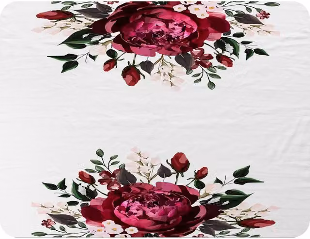 Benjamin Tate Design Open Roses Floral Fleece Blanket in Red and Beige, W/D/H: 120 x 150 cm – 2