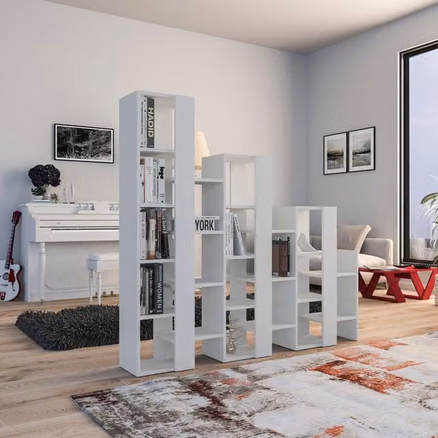 Decortie Lift Room Separator Bookcase Display Unit in White
