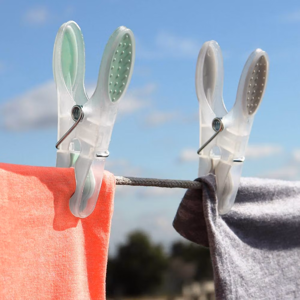 JVL 24 Pack Soft Grip Plastic Clothes Pegs in Assorted Grey, White and Green – 3