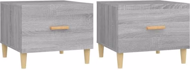 Berkfield Home Set of 2 Grey Sonoma Coffee Tables in Engineered Wood, W/D/H: 50 x 50 x 40 cm – 1