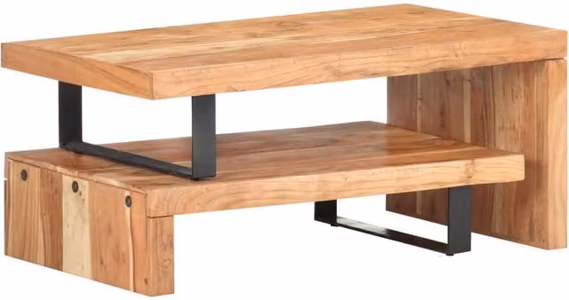 Berkfield Home 2 Piece Nested Coffee Table Set in Brown Solid Acacia Wood – 1