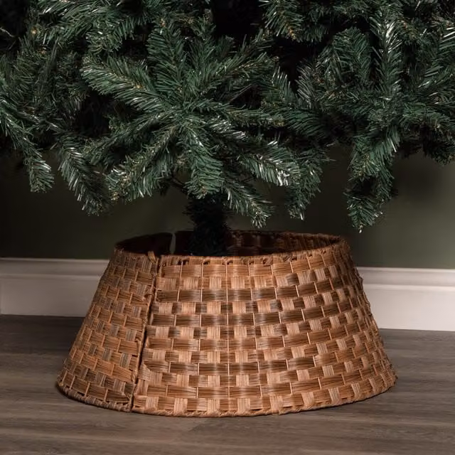 Samuel Alexander Brown Woven Rattan Christmas Tree Skirt – 1
