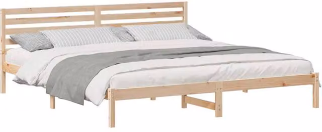 Berkfield Home Elegant Bed with Headboard in Natural Brown Solid Pine Wood 200 x 210 cm – 1