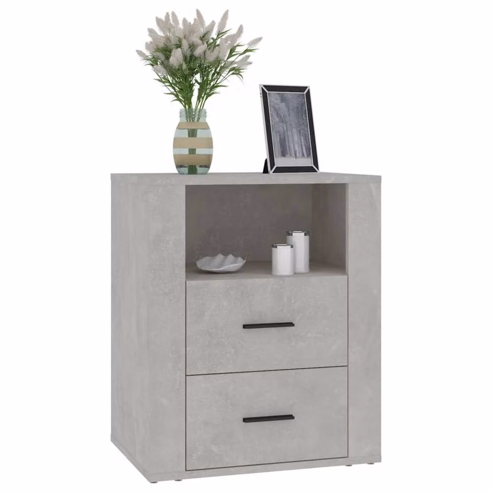 Berkfield Home Bedside Cabinet in Concrete Grey, W/D/H: 50 x 36 x 60 cm – 2