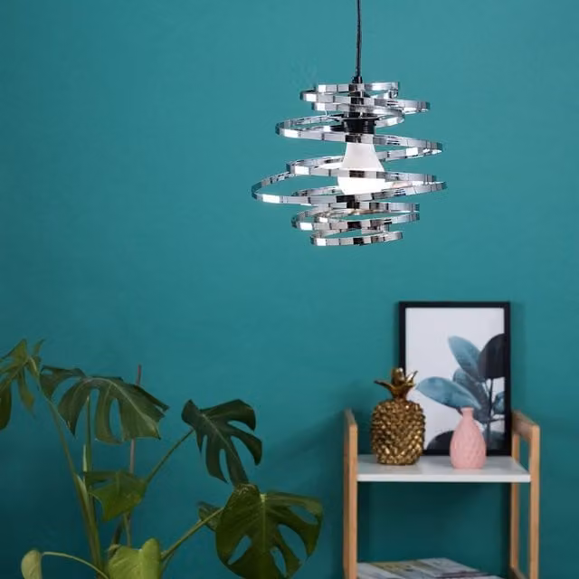 ValueLights Bensson Silver Chrome Metal Cylinder Ceiling Pendant Shade
