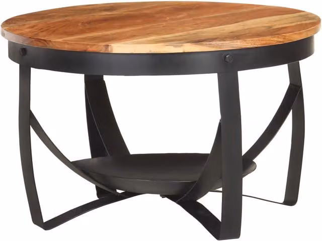Berkfield Home Round Solid Acacia Wood Coffee Table in Brown, Diameter: 68 cm, Height: 43 cm