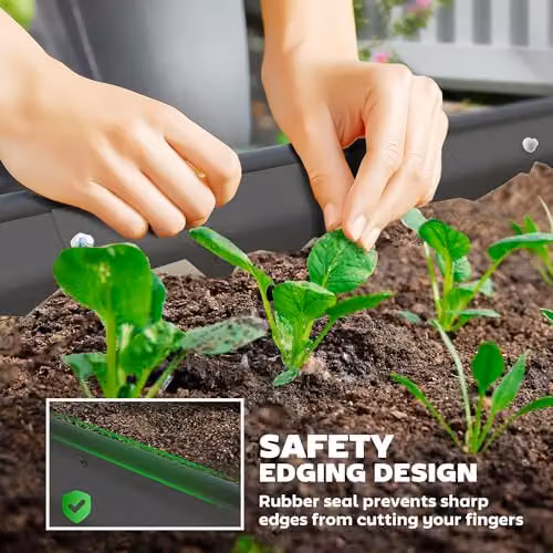 Outsunny Set of 2 Grey Metal Raised Beds for Ornamental or Vegetable Gardens, W/D/H: 181 x 93 x 30 cm – 4