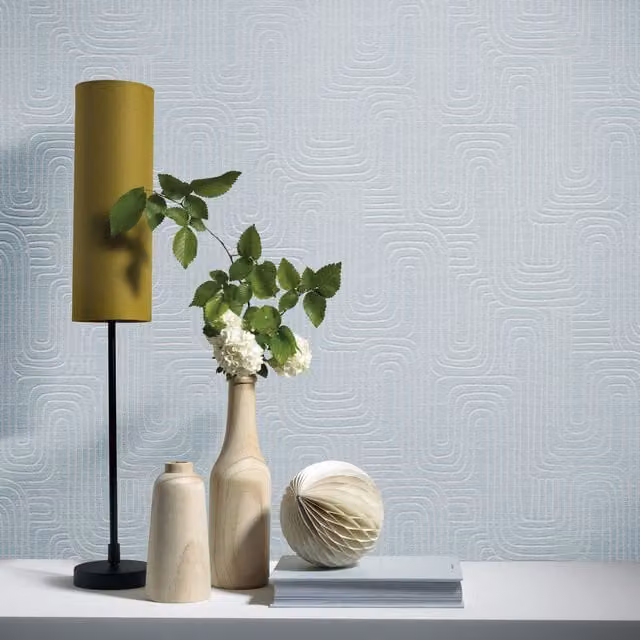 Erismann Rondo Linear Blue Geometric Abstract Vinyl Wallpaper