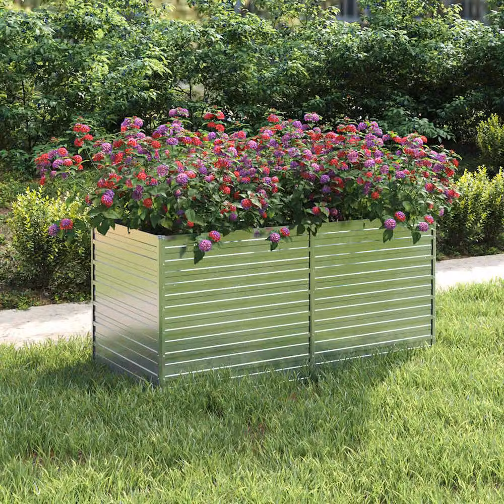 Berkfield Home Garden Galvanised Steel Raised Bed in Silver, W/D/H: 160 x 80 x 77 cm – 2