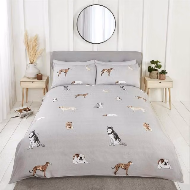 Rapport Reversible Single Duvet Cover Set with Grey Striped Animal Design