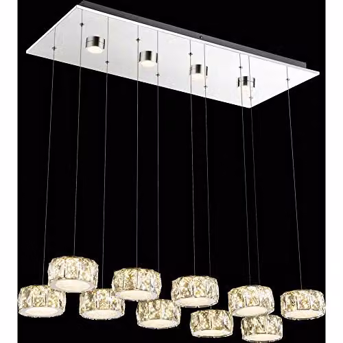 Globo Lighting Amur Suspended LED Pendant Light, Chrome and Silver with Crystal, 96 W – 3