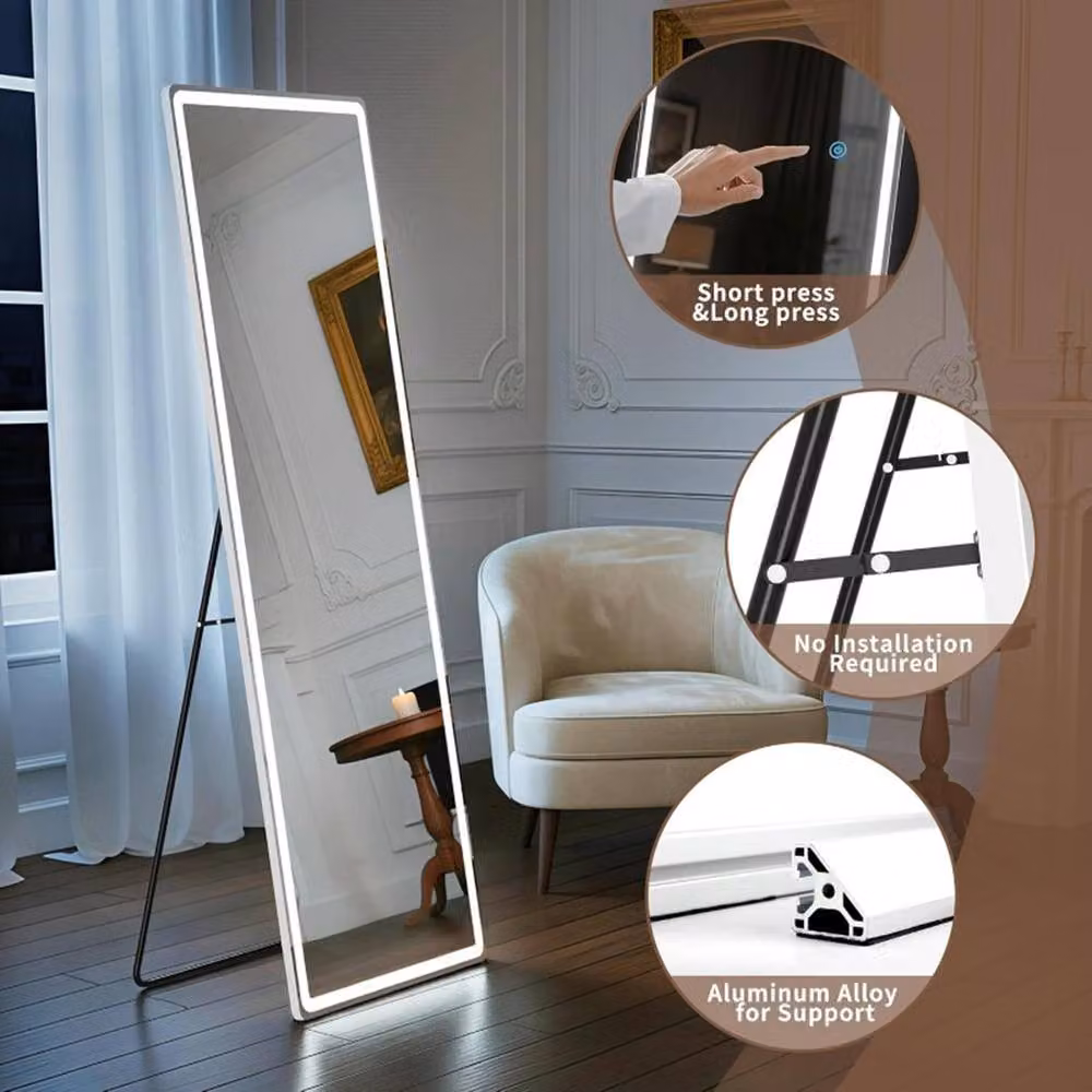 Gr8 Home Smart Full Length LED Mirror, Floor Standing or Wall Mounted, Dimmable with Touch Switch, H 160 cm x W 50 cm – 10
