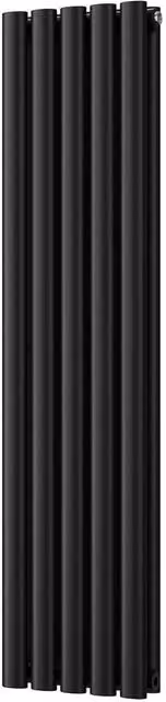 UK Radiators Omeara Black Elliptical Tube Vertical Designer Radiator, H: 120 cm, W: 29 cm