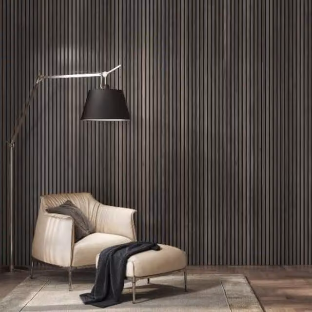 Cheshire Mouldings WPKT11 Acoustic Wall Panel in Smoked Oak, Brown Wood Look, W: 60.5 cm, H: 240 cm, D: 2.2 cm