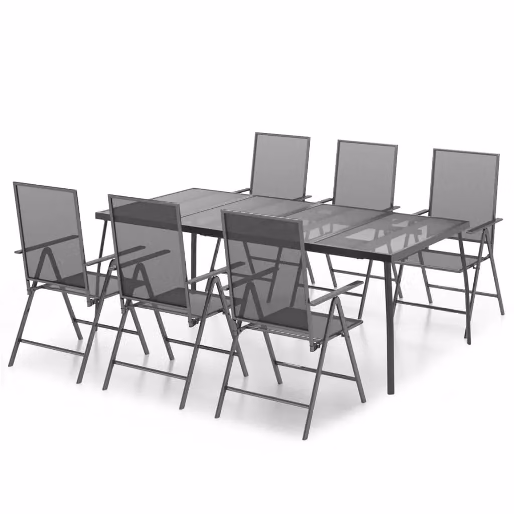 Berkfield Home 7 Piece Modern Garden Dining Set in Anthracite and Black Metal – 2