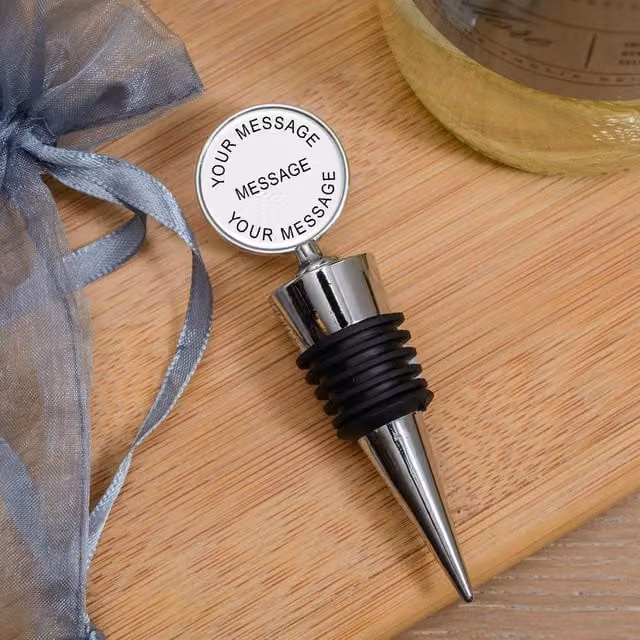 Uniqueful Personalised Silver Metal Round Bottle Stopper Birthday Gift