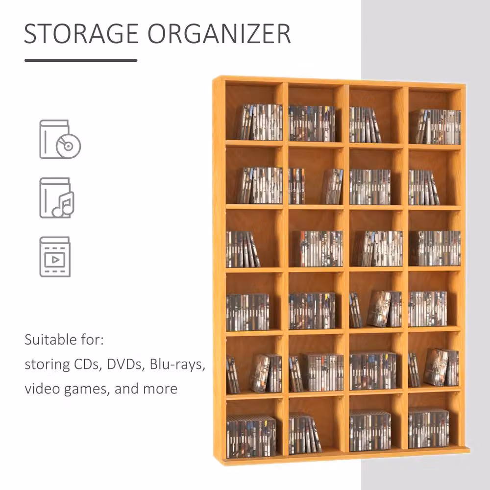Rolipo Brown Modern CD Media Storage Unit with Adjustable Shelves W: 89 cm, H: 130.5 cm – 5