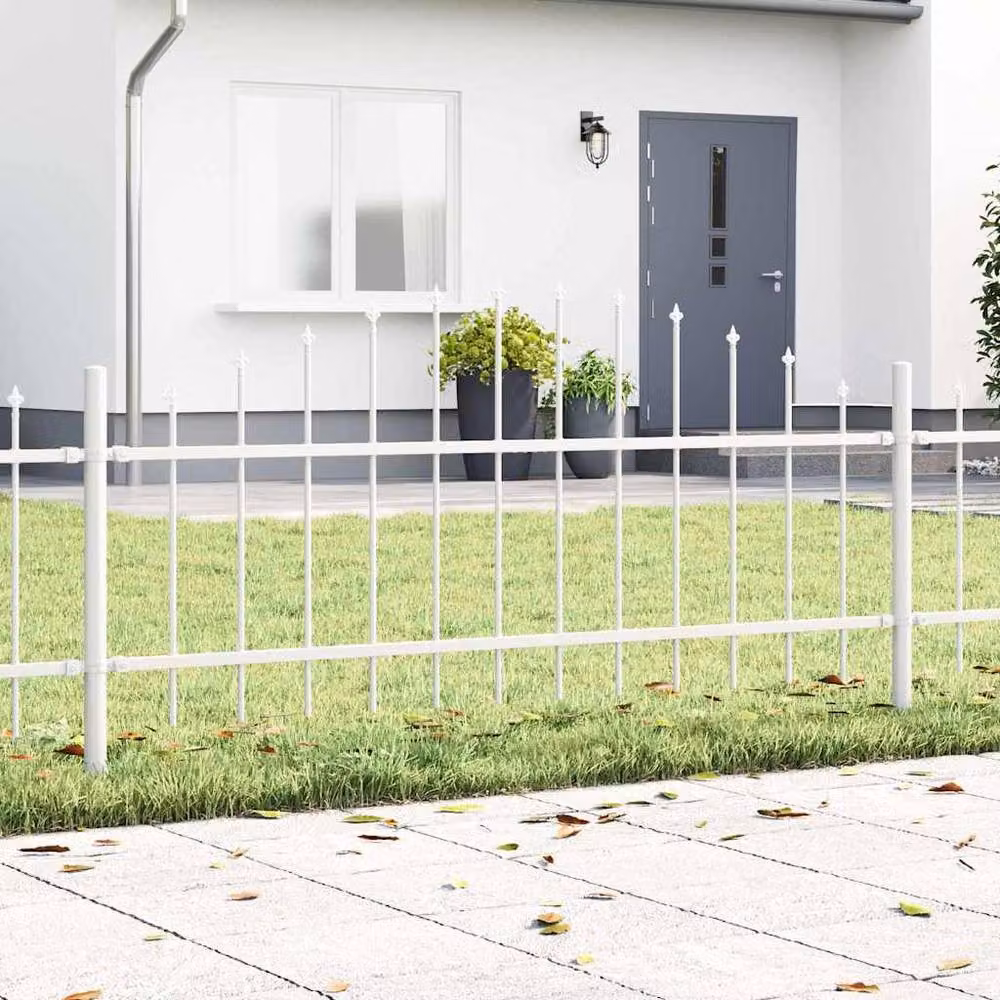 Berkfield White Steel Garden Fence with Hoop Top, H: 170 cm x W: 75 cm – 1
