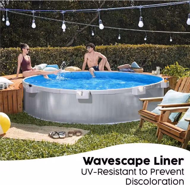 Bestway Tanx Round Above Ground Pool Set with Filter and Cover, Light Grey, W: 305 cm, H: 61 cm, D: 240 cm