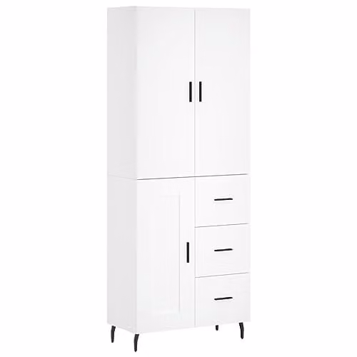 vidaXL Modern White Highboard Sideboard with Drawers and Shelves for Bedroom or Living Room – 1