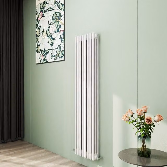 AicaBathroom Vertical Traditional Cast Iron Style 3 Column Radiator in White, H 150 cm x W 38 cm x D 38 cm