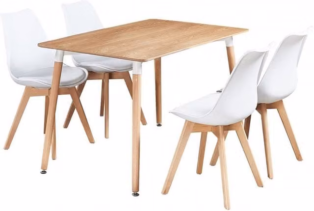 Life Interiors Lorenzo Dining Set with Halo Table and 4 Chairs in White