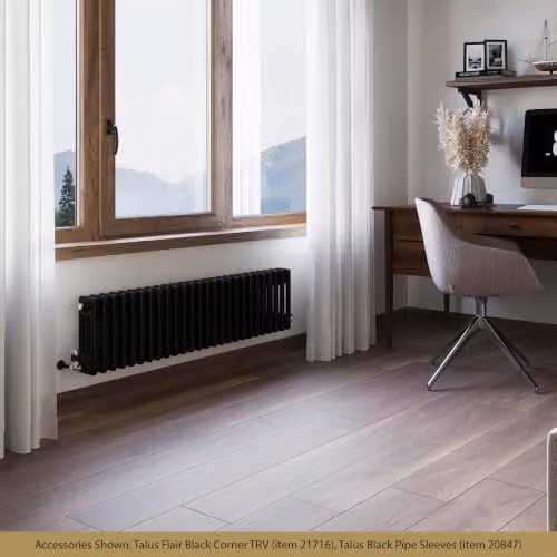 UK Radiators Alpha Traditional Cast-Iron Style 3 Column Horizontal Radiator with Feet, Black, H 30.0 cm x W 117.7 cm x D 10.0 cm – 2