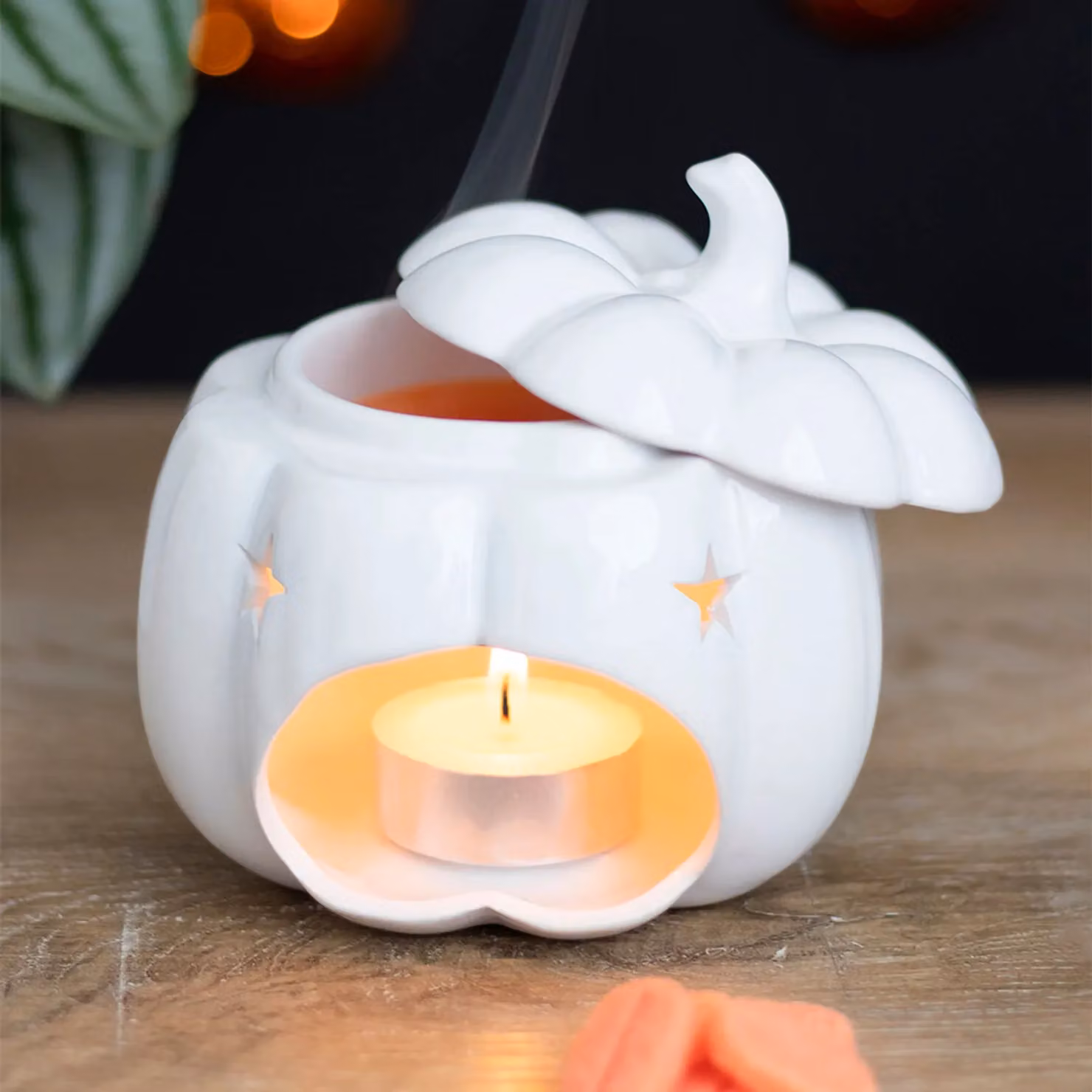 Something Different White Ceramic Pumpkin Oil Burner and Tealight Holder – 2