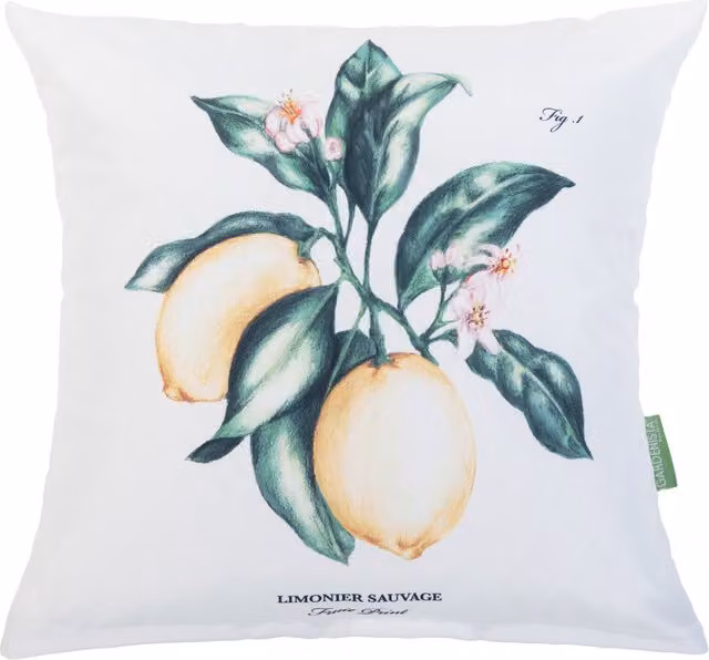Gardenista Lemon Cream Floral Printed Outdoor Scatter Cushion in Yellow and White