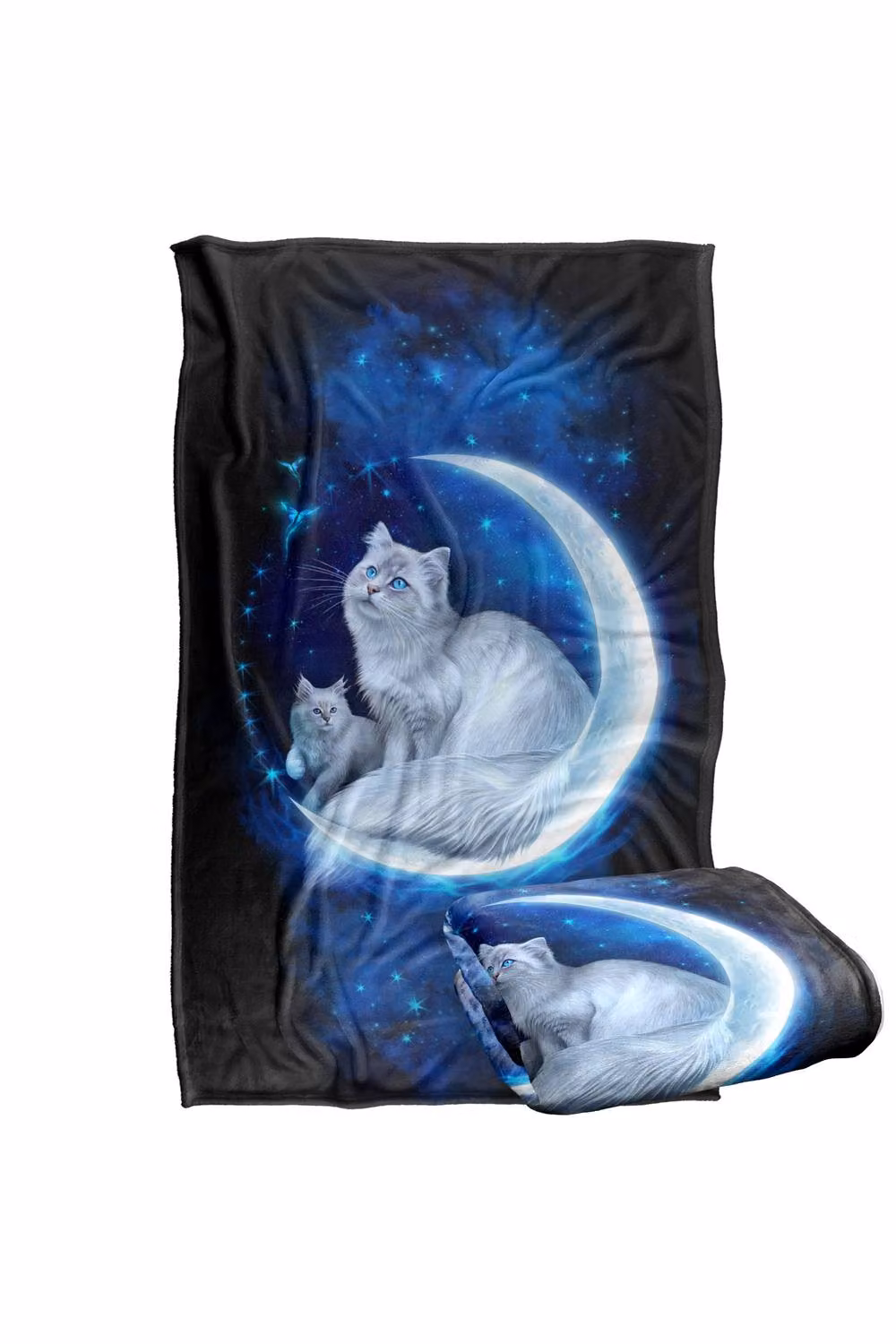 JQ Licensing En Cat In The Moon Silky Touch Super Soft Fleece Throw Blanket, Blue, W: 91 cm, L: 147 cm – 6