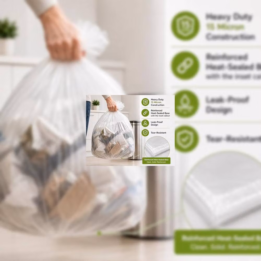 Ecobag Heavy Duty White Bin Liners, 55L, 60 Pack – 4