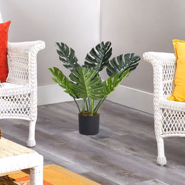 Livingandhome 65 cm Artificial Tropical Monstera Tree Faux Plant in Pot, Green