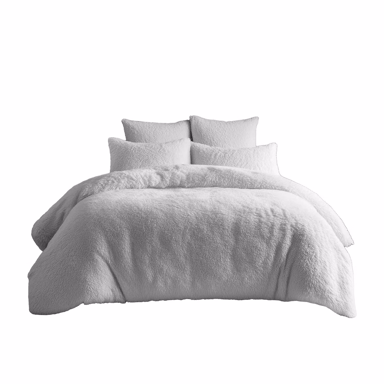 Home Sweet Home UK Teddy Bear Fleece Soft Cosy Duvet Cover and Pillowcase Set, White – 2