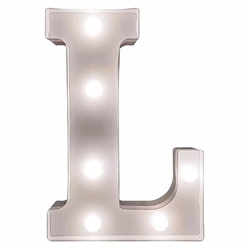 mysmartbuy White Battery Powered 3D LED Letter L Light, H 22 x W 14 x D 3 cm