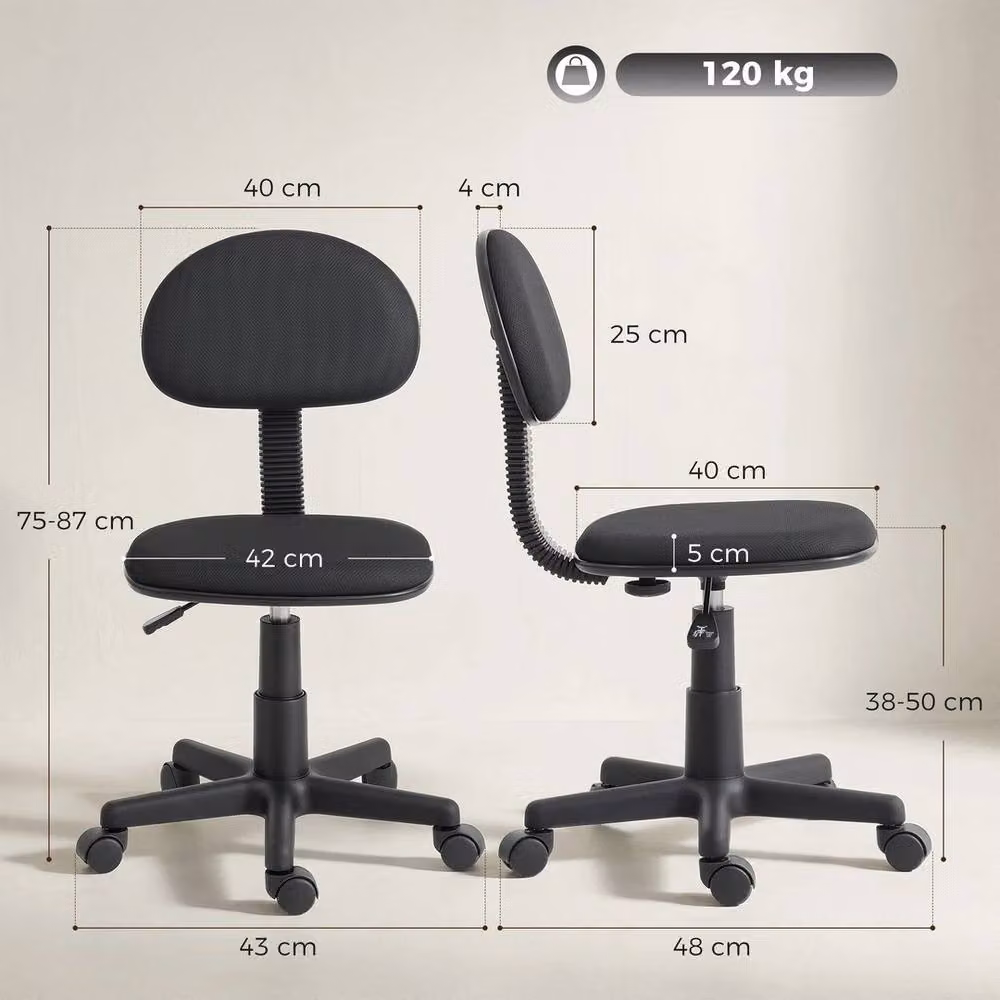 KORVIXA Black Fabric Minimalist Swivel Task Chair for Home Office with Headrest and Castors – 2