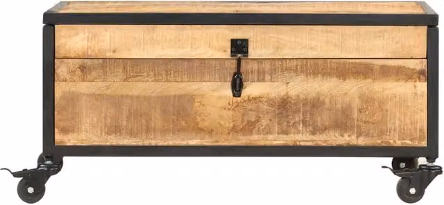 Berkfield Home Brown Solid Mango Wood Coffee Table with Castors, W: 70 cm, D: 50 cm, H: 33 cm – 1