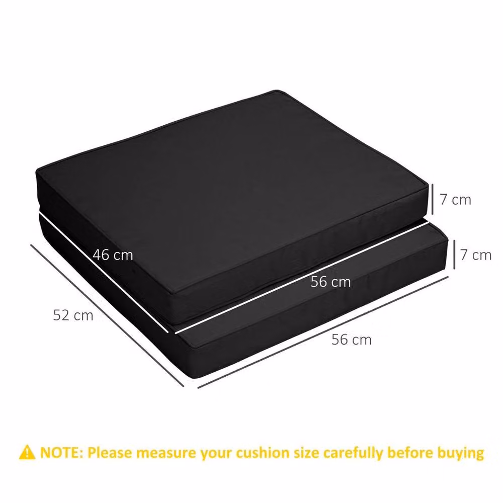NESTLUNE 2 Piece Seat Cushion and Back Pad Set in Black, W: 120 cm x H: 135 cm – 2
