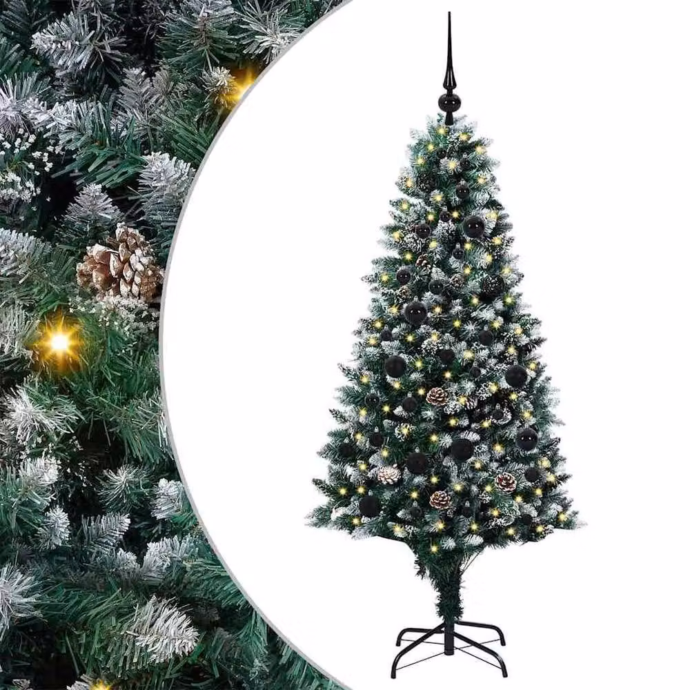 Berkfield Home Beautiful Artificial Christmas Tree with 150 Warm White LEDs and Stand in Green – 3