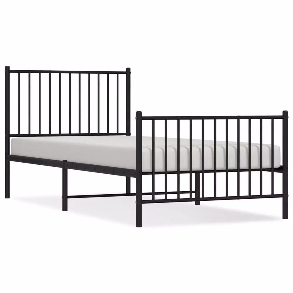 Berkfield Home Metal Bed Frame with Headboard and Footboard, Black, W/D/H: 90 x 200 cm – 2