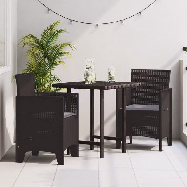 Berkfield Home Set of 2 Modern Garden Chairs in Anthracite and Brown with Removable Weatherproof Cushions