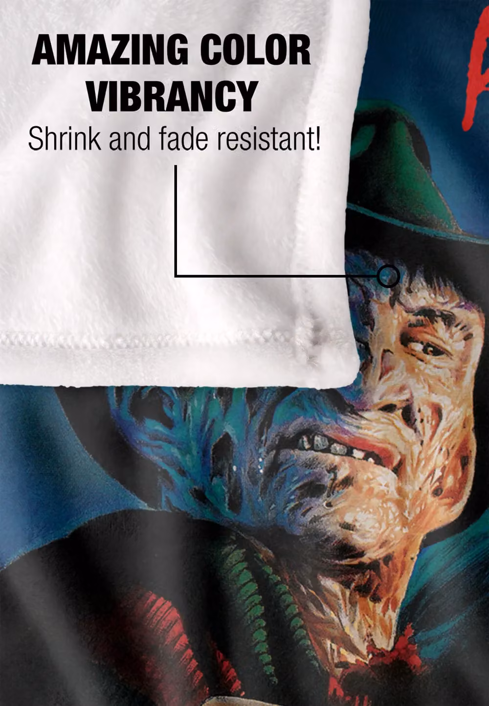 Nightmare On Elm Street Freddy Poster Super Soft Throw Blanket, White and Multicolour, W: 152 cm, D: 127 cm – 4