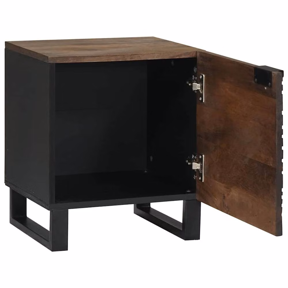 Berkfield Home Modern Bedside Cabinet in Brown Solid Mango Wood, W/D/H: 40 x 33.5 x 46 cm – 2
