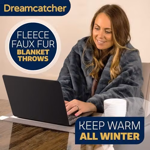 Dreamcatcher Faux Fur Polyester Throw Blanket, Grey, W/D/H: 160 x 130 cm – 3